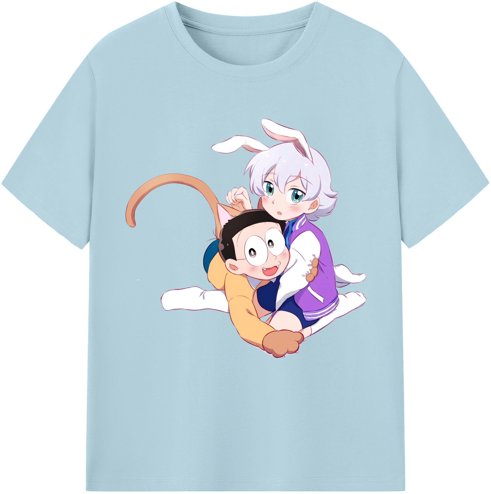 （画像用） ドラえもん 野比 のび太 Doraemon Nobita Nobi 綿100％半袖Tシャツ（フロントプリント）